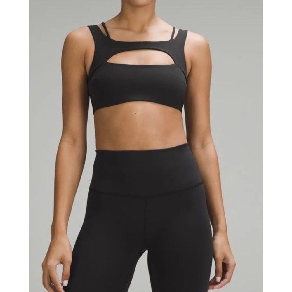 12 Lululemon Everlux Cut-Out Train Bra Light Support B/C Cups Black Women’s